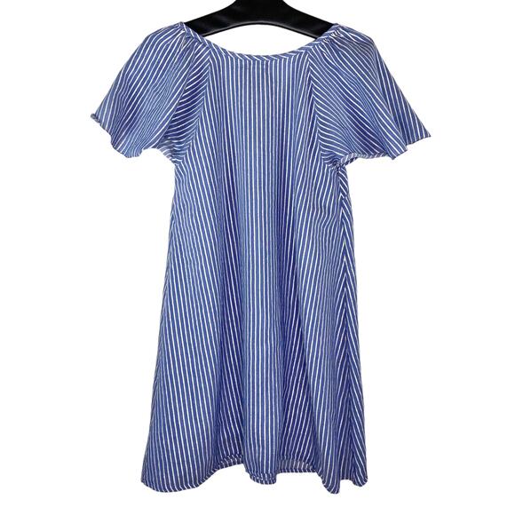 Hinge Stripe Lurex Metallic Blue Shift Dress Small - Picture 3 of 9
